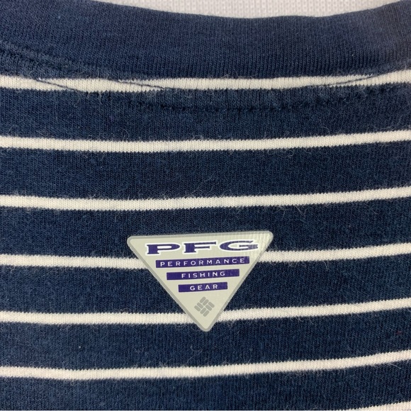 Columbia Performance Navy & White Nautical Striped Long Maxi Dress - Picture 2 of 4